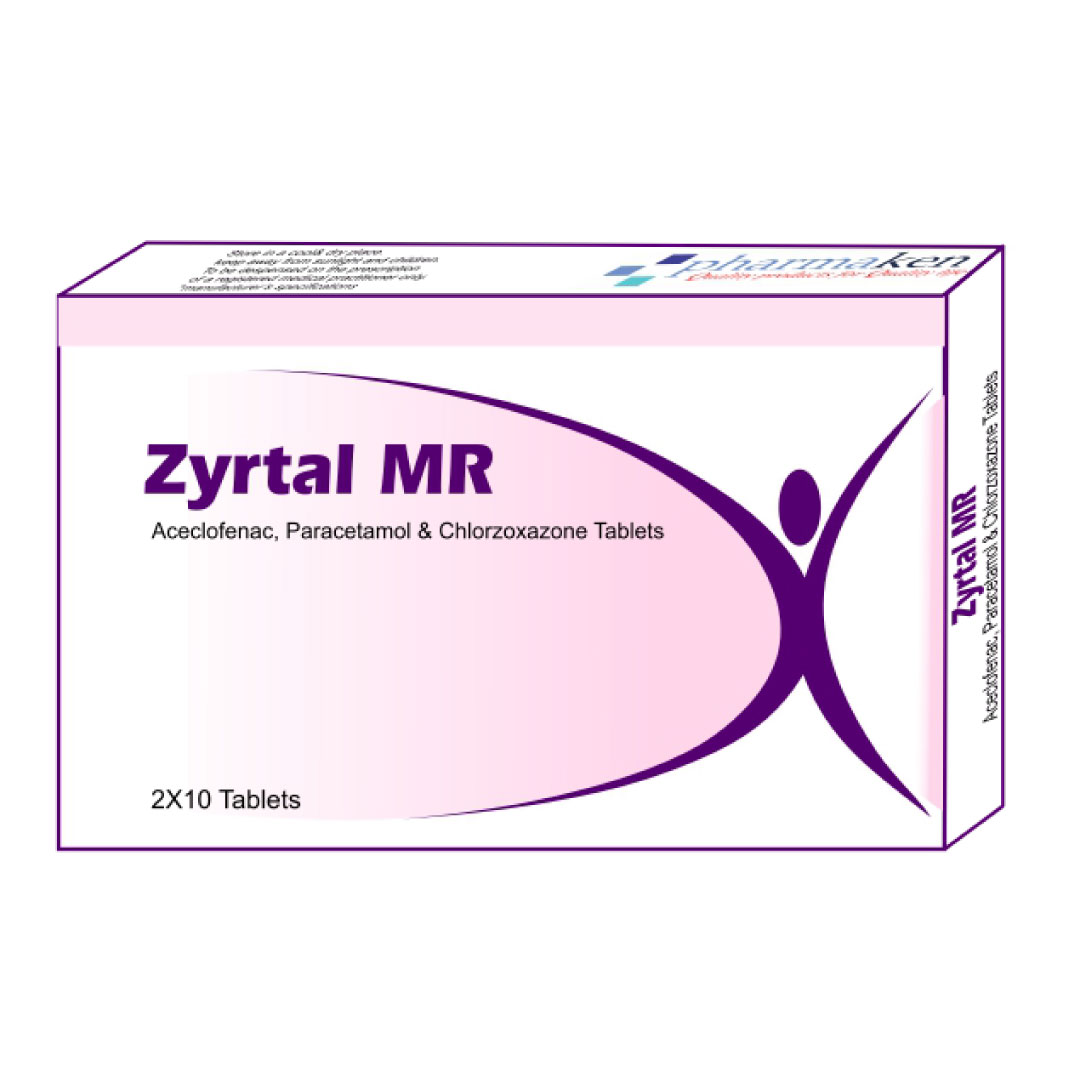 Zyrtal MR Tablets (Aceclofenac 100mg, Paracetamol 500mg, Chlorzoxazone 500mg)