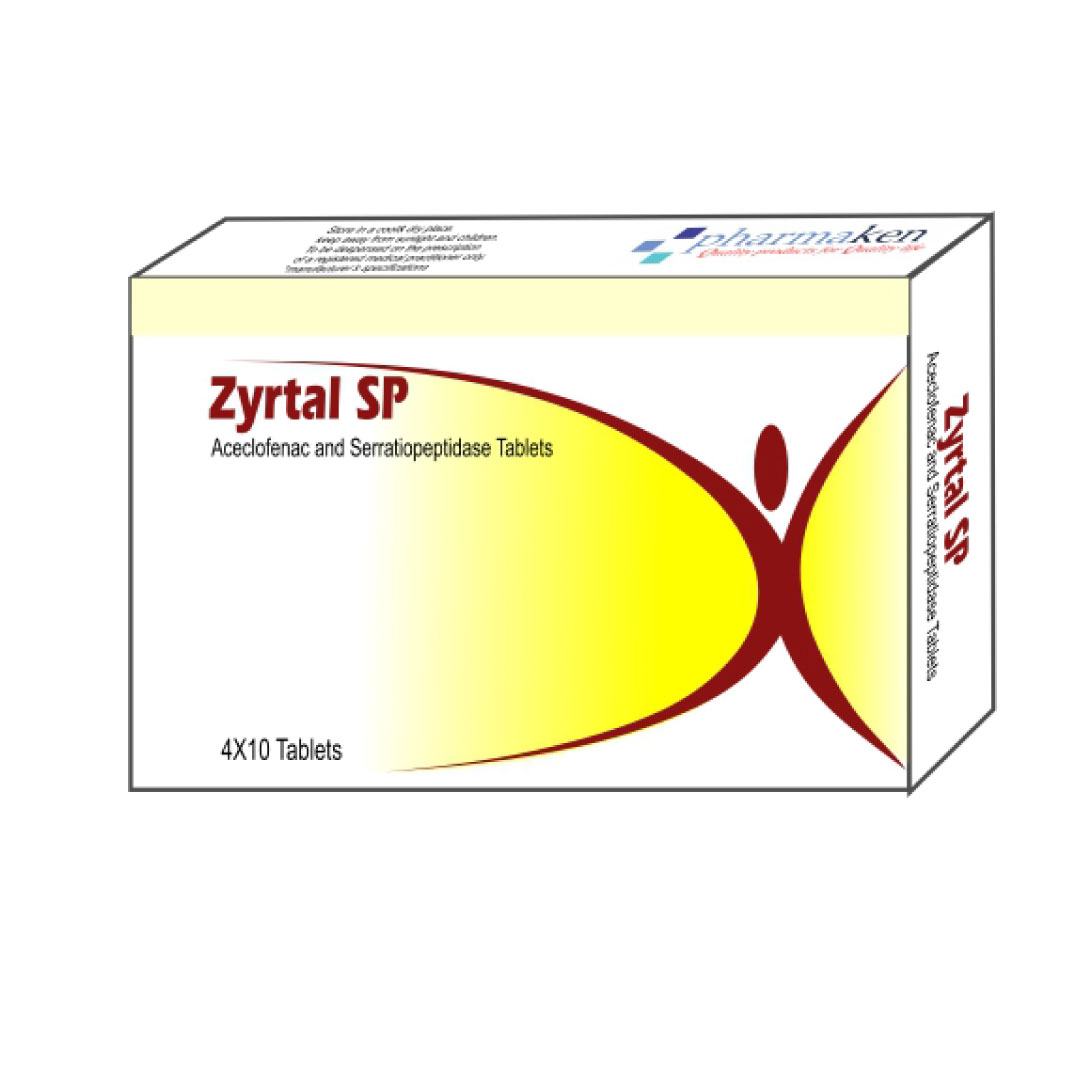 Zyrtal SP (Aceclofenac BP 100mg, Serratiopeptidase 15mg Tablets)